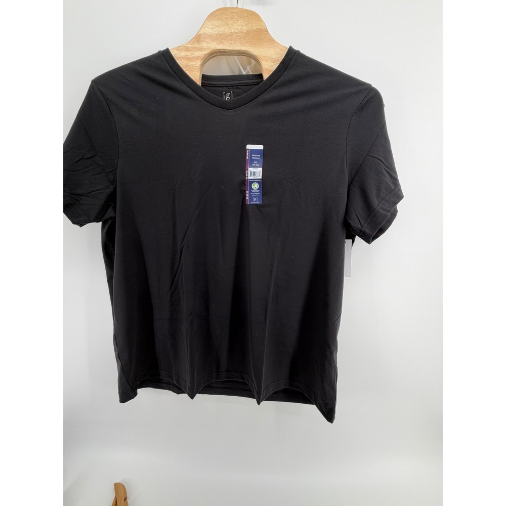 George‎ Mens V Neck T Shirt Black Moisture Wicking Size 2XL 50 52